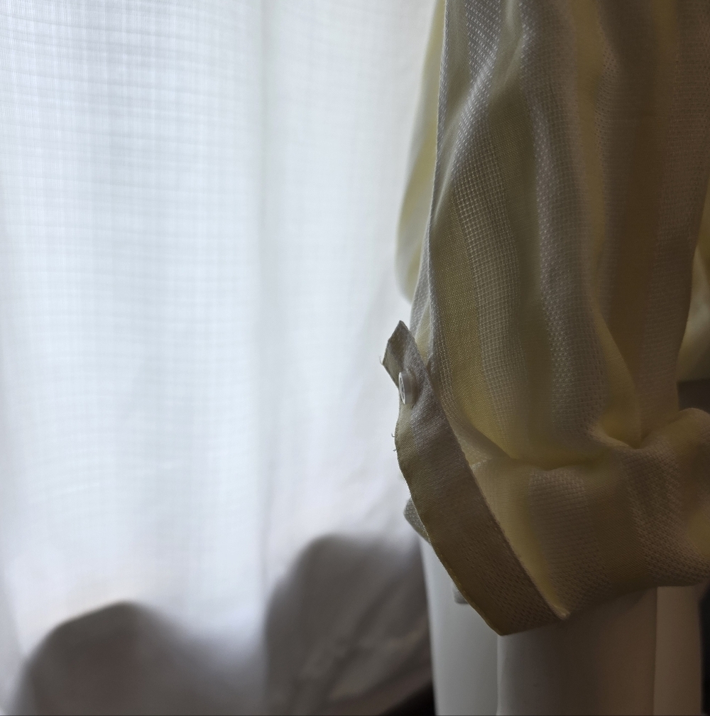 Light Yellow Stripe Tie-Front Women's Shirt - Picture 5 of 7